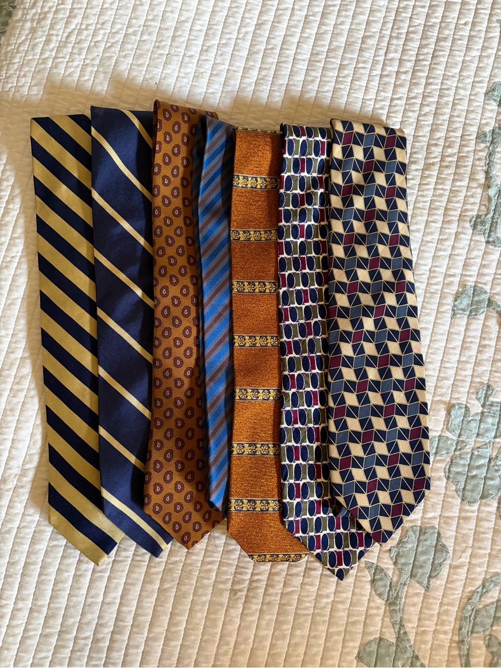 Bundle of 7 Premium Silk Neckties Brooks Brothers, Charleston Tie Rack, Fratelli